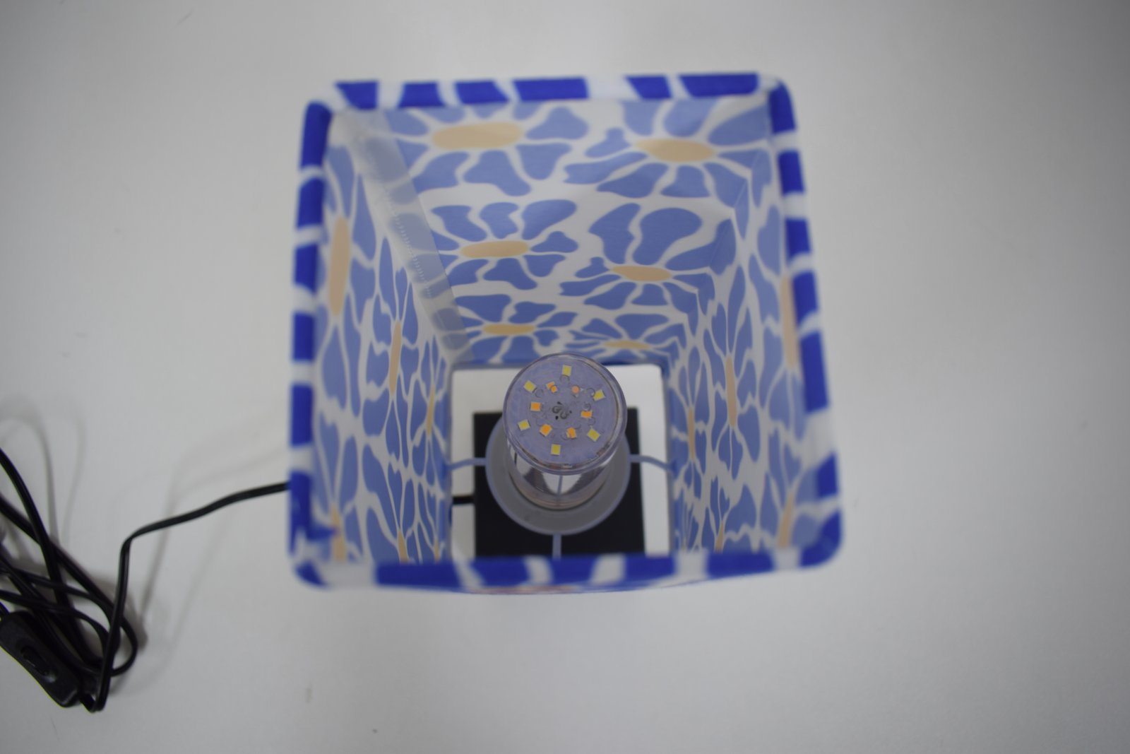 Indigo Seigaiha Japanese Table Lamp - JB-G11 - Replaceable E26 platform