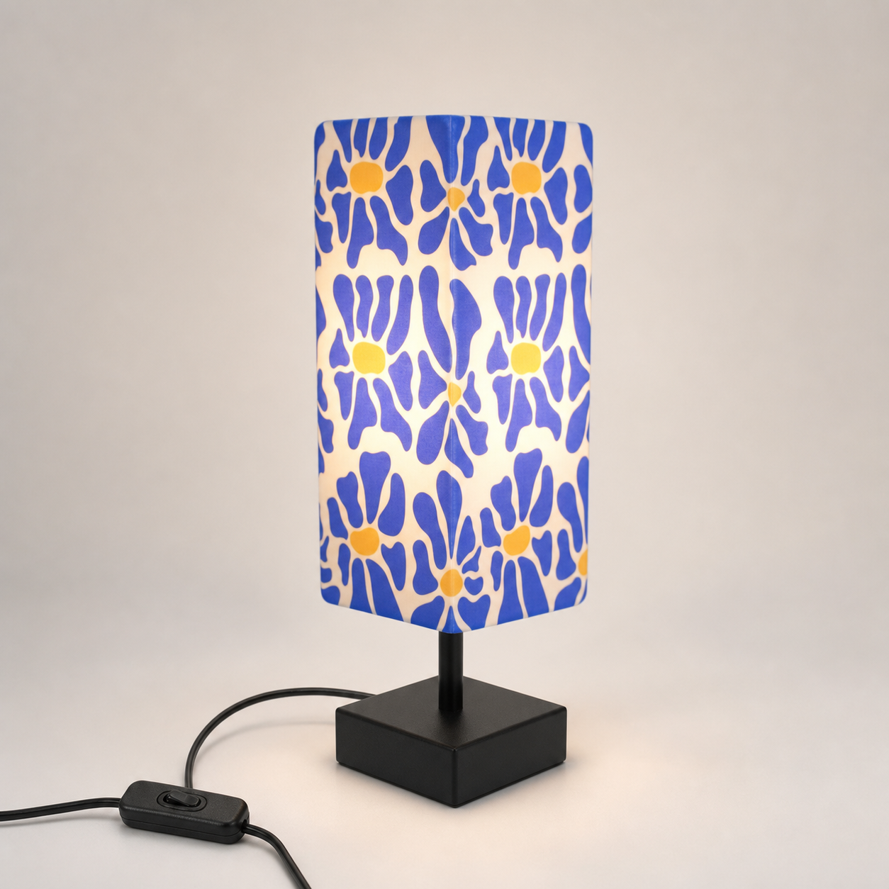 Blue Floral Fabric-Shade Table Lamp - JB-G01 - Model design