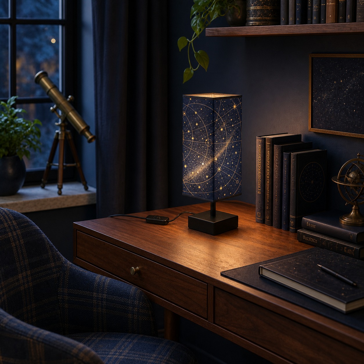Navy Celestial Star-Track Table Lamp