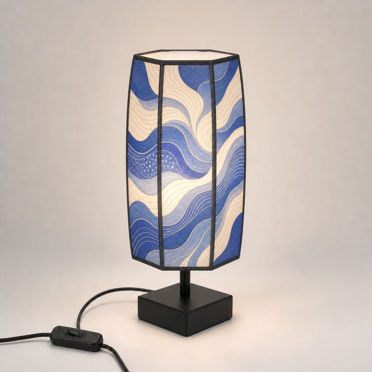 Coastal Blue Wave Fabric Table Lamp - JB-G07 - Model design