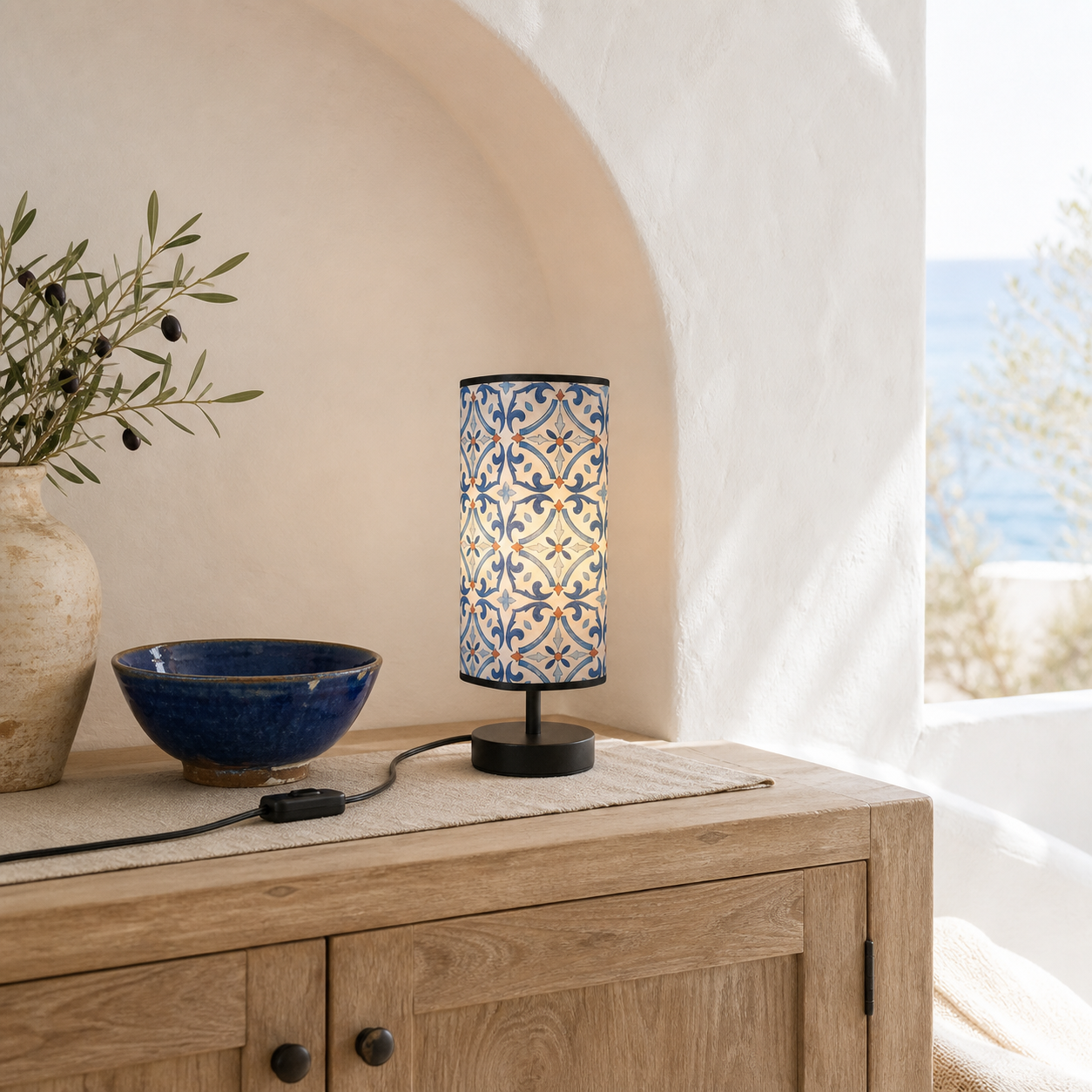 Mediterranean Blue Tile Table Lamp