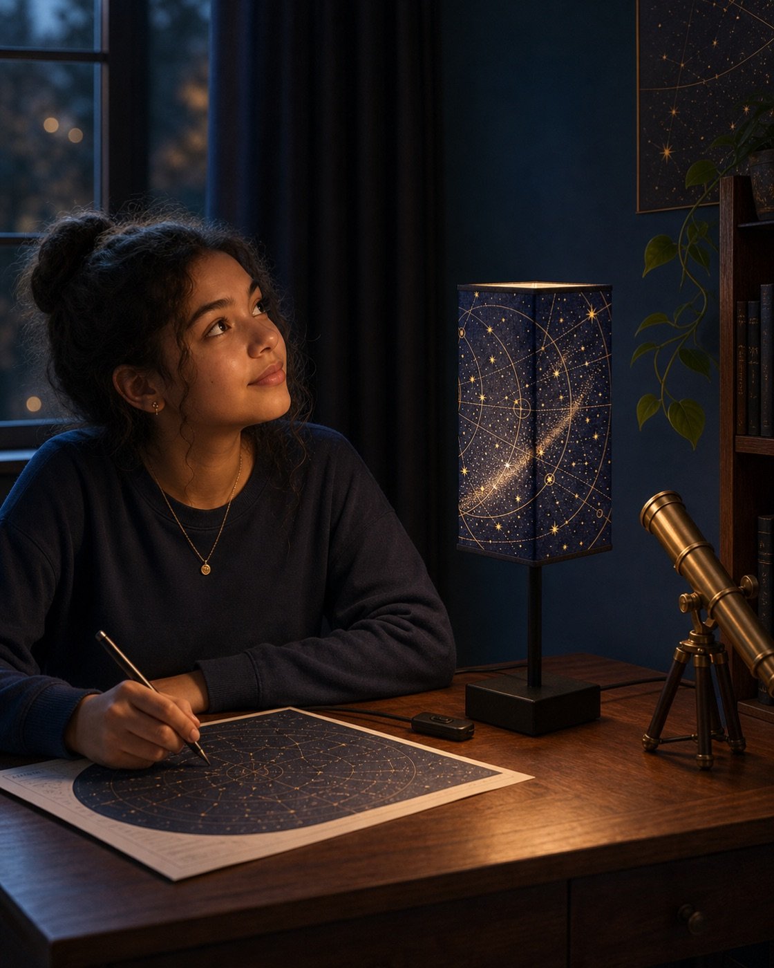 Navy Celestial Star-Track Table Lamp second application scene
