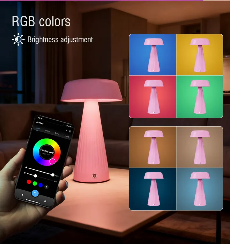 RGB color modes on smart portable table lamp