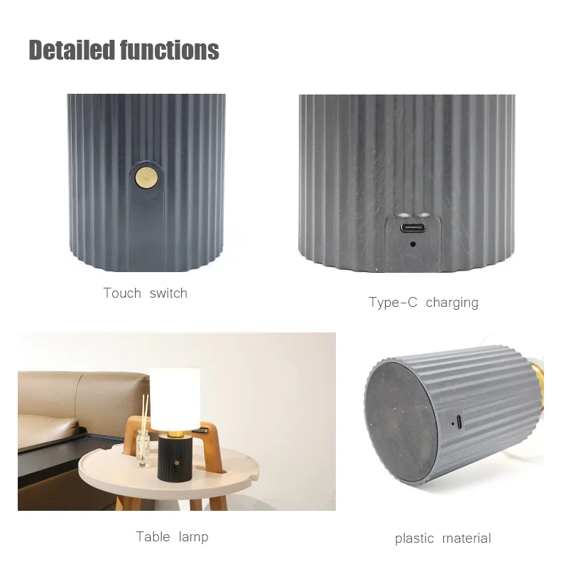 Pleated Fabric Rechargeable Table Lamp functions and construction